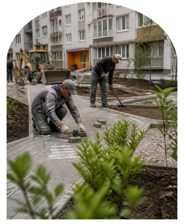 Благоустройство двора многоквартирного дома в Ломоносове